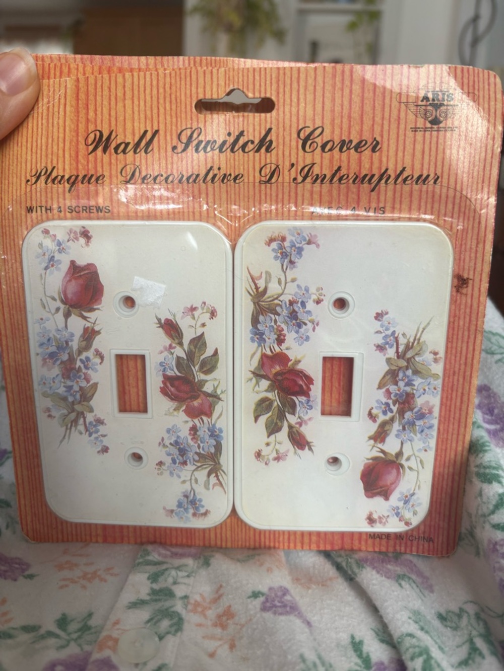 Vintage Switch Cover Plate Set with Floral Roses